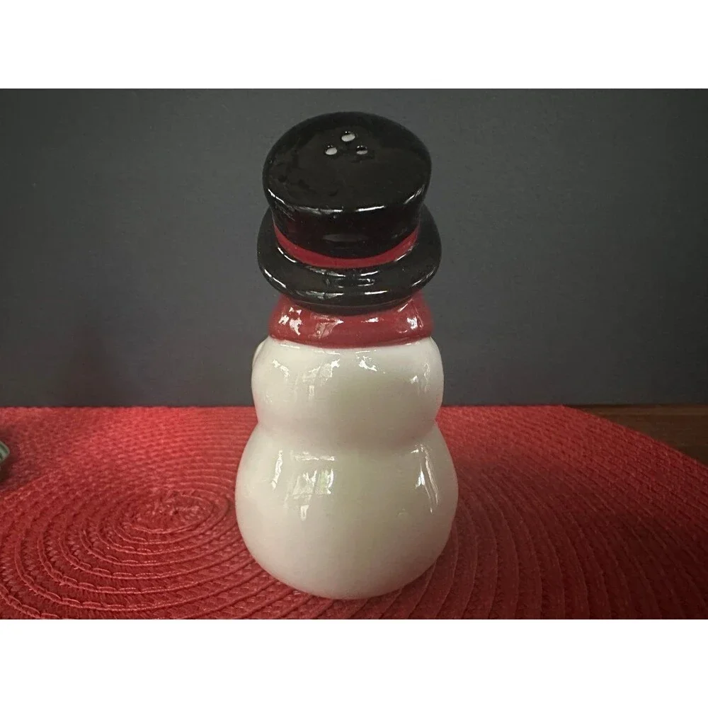 St. Nicholas Square Ceramic Christmas Snowman & Tree Salt Pepper Shaker Set